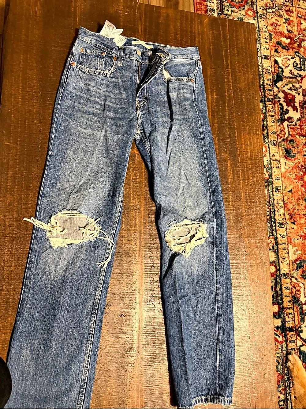 Levi's Low Pro Straight Distressed Straight Leg Jeans Waist 27